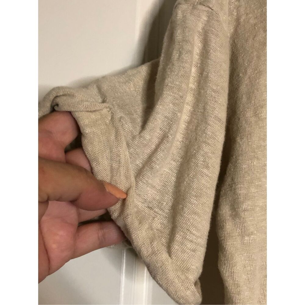 J. Crew 100% Linen boxy Tee folded Sleeve size small minimalist natural fiber - Picture 6 of 8